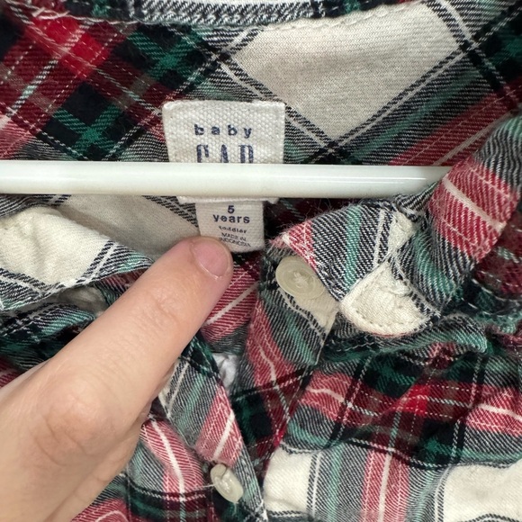 GAP Kids Plaid Button Down Dress - Red, Green White | Holiday/Christmas - Picture 2 of 6